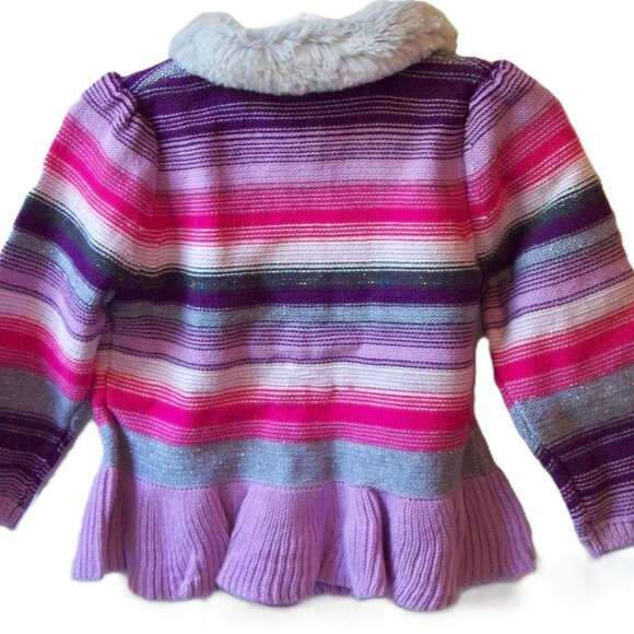 Gymboree Baby Sweater Sz 18-24 mths Striped Metallic Thread Purple Pink Gray NOS - Picture 4 of 4